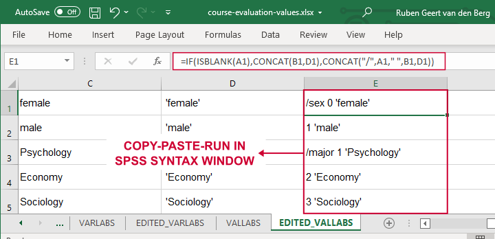 Apply Value Labels From Excel In SPSS