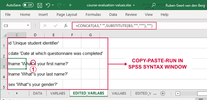 Apply Variable Labels From Excel In SPSS