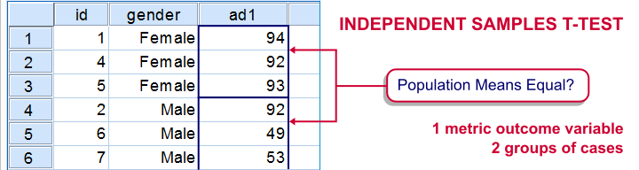 Example t. Independent Sample t Test SPSS. Cat 4 Test пример. Metric variable.