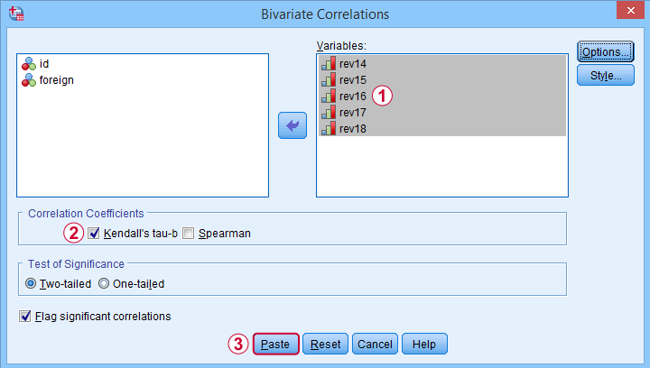Kendalls Tau In SPSS From Correlations Dialog