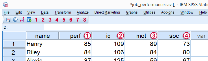 Multiple Regression - Raw Data Screenshot