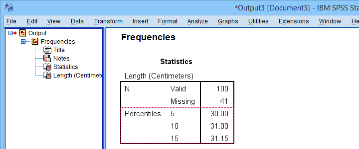 Percentiles In SPSS Output