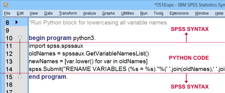 Python 3 Program Block In SPSS Syntax Window