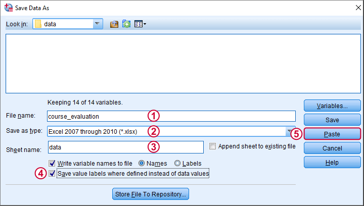 Save SPSS Data As Excel File