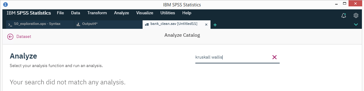 SPSS 26 Analyze Catalog Kruskall Wallis