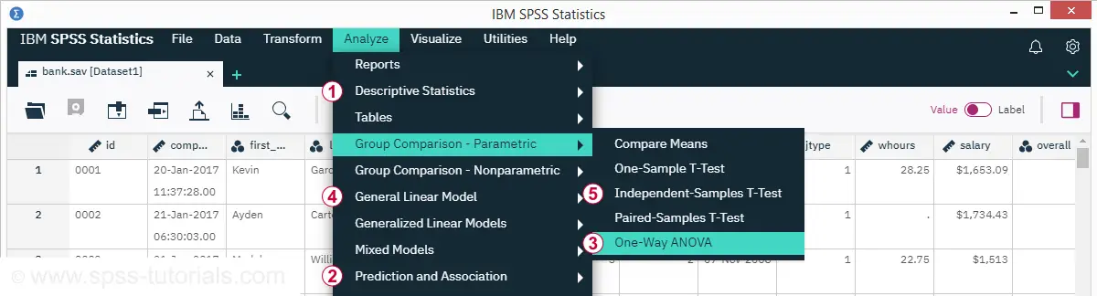 SPSS 26 Analyze Menu