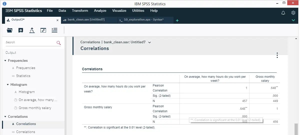 SPSS 26 Output Tab