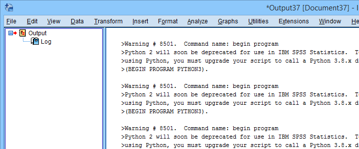 SPSS 27 Warning 8501 Python 2 Deprecated