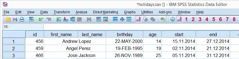 SPSS ALTER TYPE Command Data Screenshot