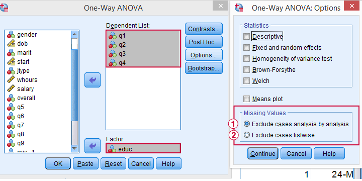 missing values spss code