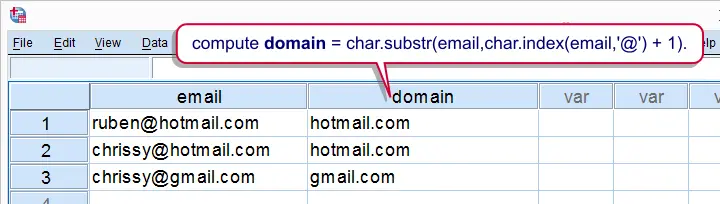 SPSS CHAR.SUBSTR - Example