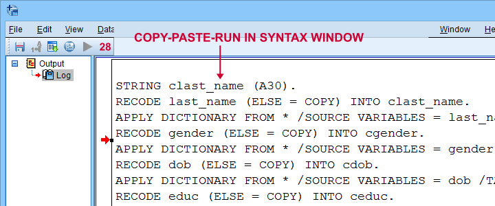 SPSS Clone Variables Syntax In Output