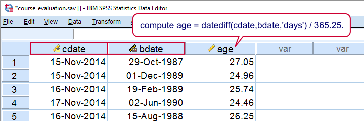 SPSS Compute Age Example