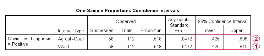 SPSS Confidence Interval Single Proportion Output