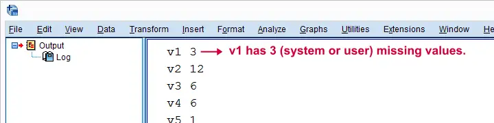 SPSS Count Missing Values Per Variable With Python