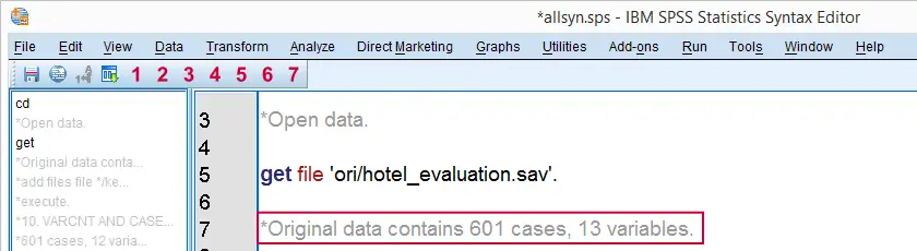 SPSS Data Preparation - Data Dimensions as Comment in Syntax File