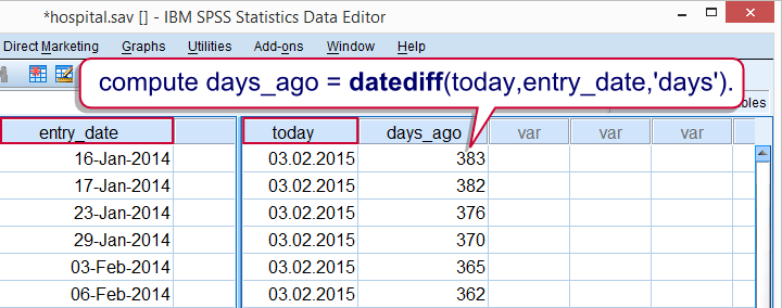 SPSS Date Calculation Example