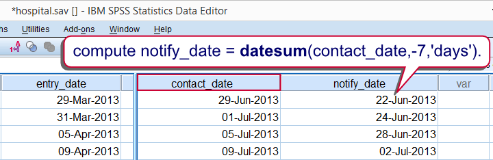 SPSS Datesum Function Example