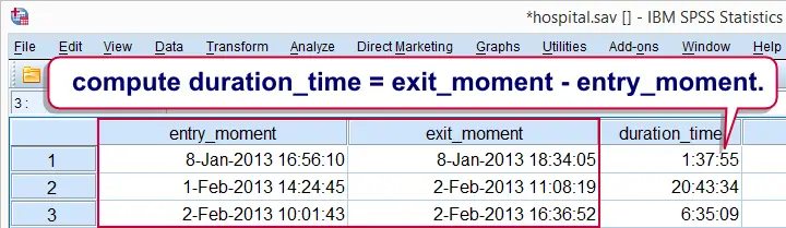 SPSS Datetime Compute Duration