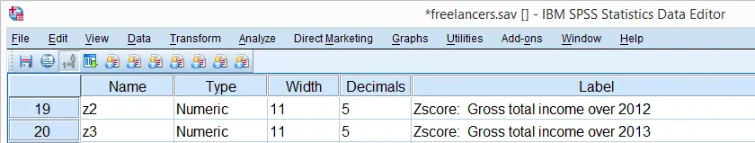 SPSS DESCRIPTIVES Z-Scores