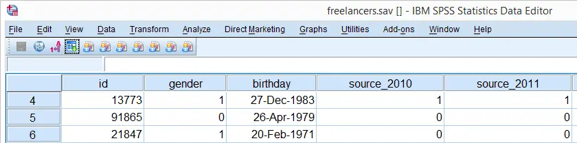 SPSS Dichotomous Variables in Data View