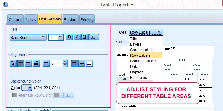 SPSS Edit Tablelook