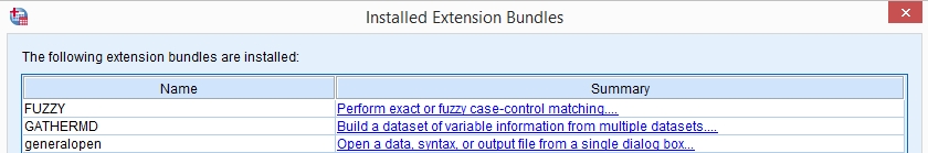 SPSS Extension Bundle Overview