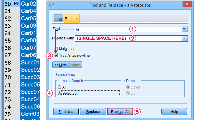 SPSS Find Replace In Syntax Example
