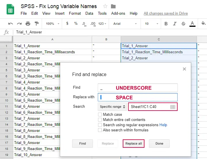 spss code sheet