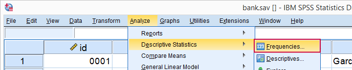 SPSS Frequencies from Menu