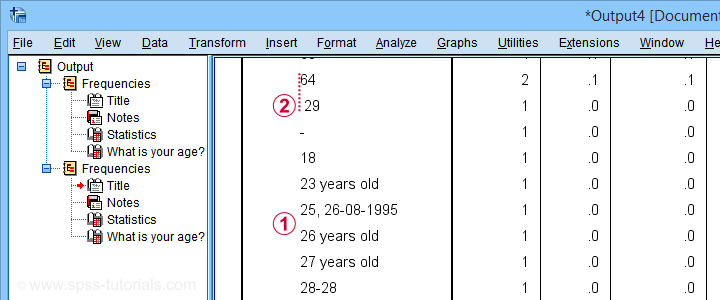 SPSS Frequency Table Age