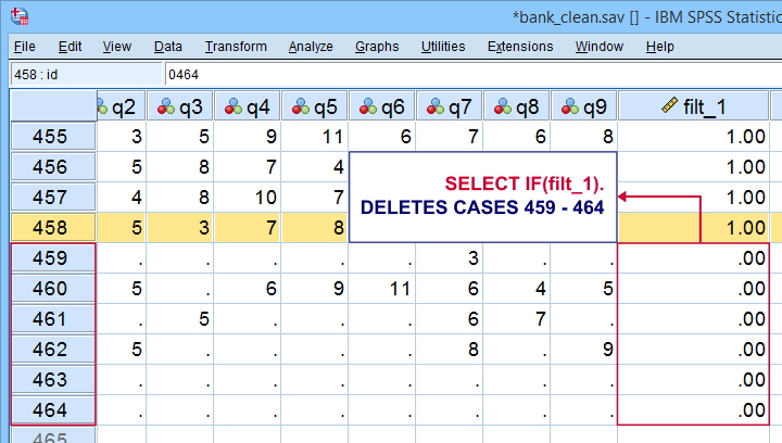 SPSS Inspect Case Selection Before Deletion