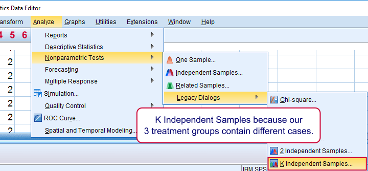 SPSS Kruskal-Wallis Test - Menu 1