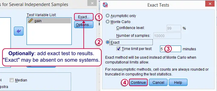 SPSS Kruskal-Wallis Test - Exact Test