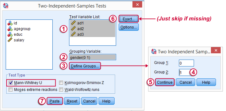 SPSS Mann-Whitney Test - Main Menu