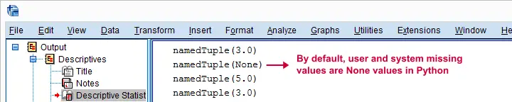 SPSS Missing Values Are None In Python