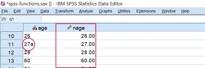 SPSS Number Function Example