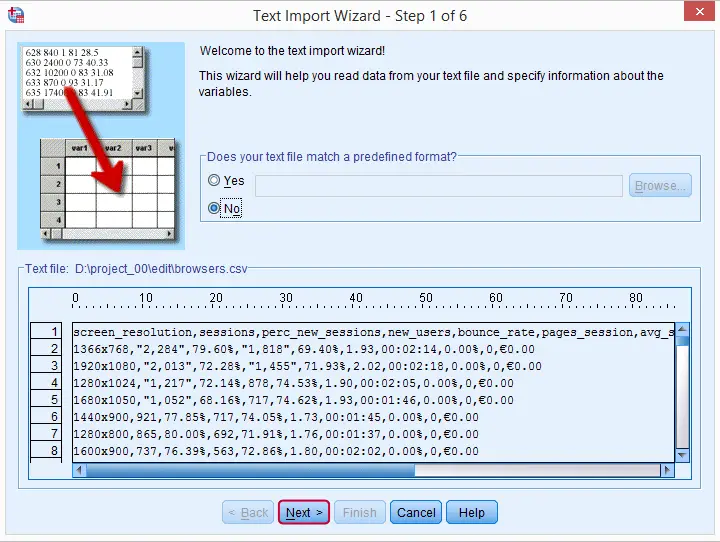 SPSS - Open CSV Data File