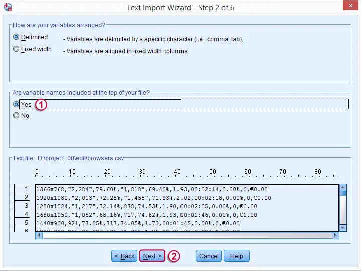 SPSS open .csv data 3