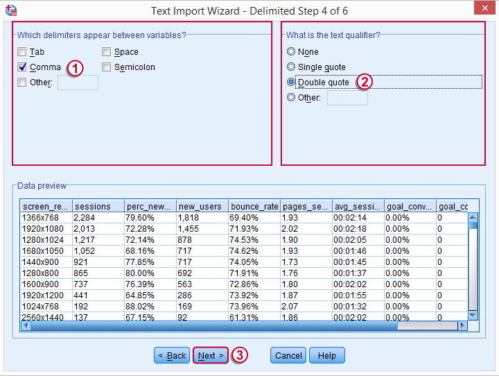 SPSS open .csv data 5