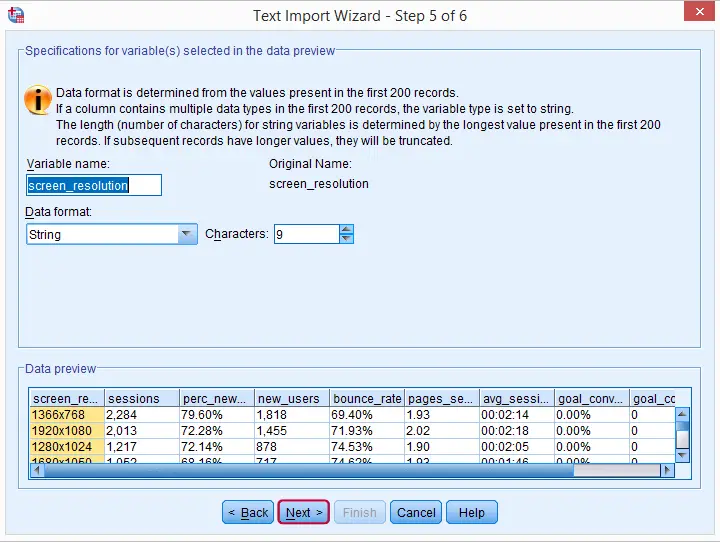 SPSS open .csv data 6