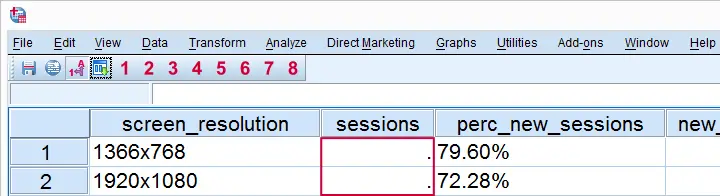 SPSS open .csv data - System Missing Values