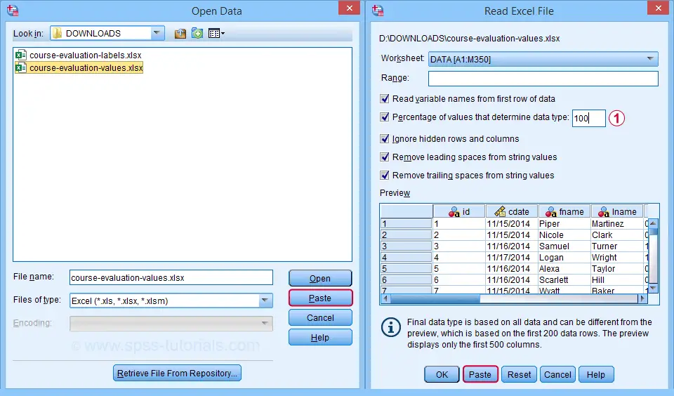 SPSS Open Excel File Dialogs