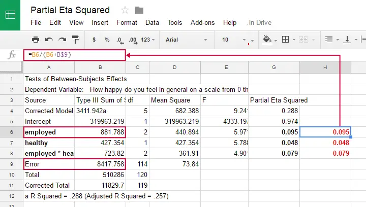 calculating eta squared spss 16