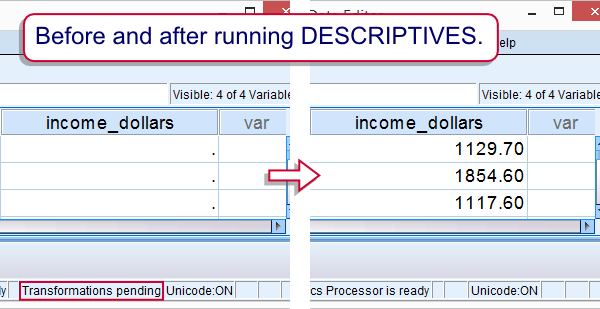 SPSS Procedures Execute Transformations