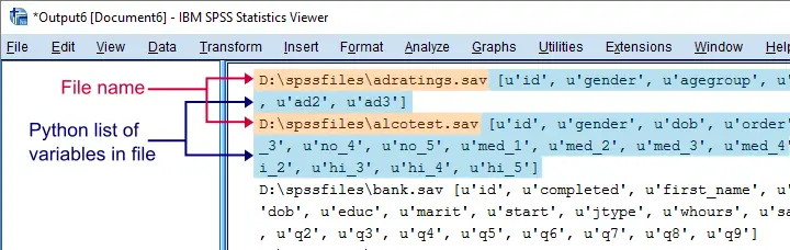 SPSS File Names And Variable Names With Python