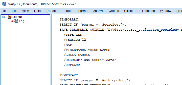 spss code save as