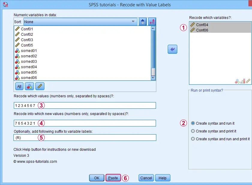 SPSS Recode With Value Labels Example 1