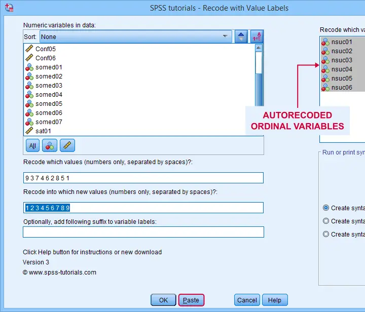 SPSS Recode With Value Labels Example 2