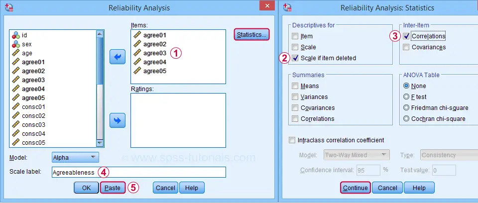 SPSS Pålidelighedsanalysedialoger 